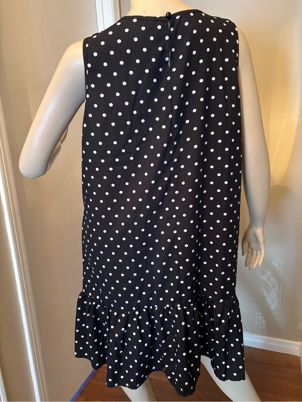Black and White Polka Dot Ruffle Hem Dress